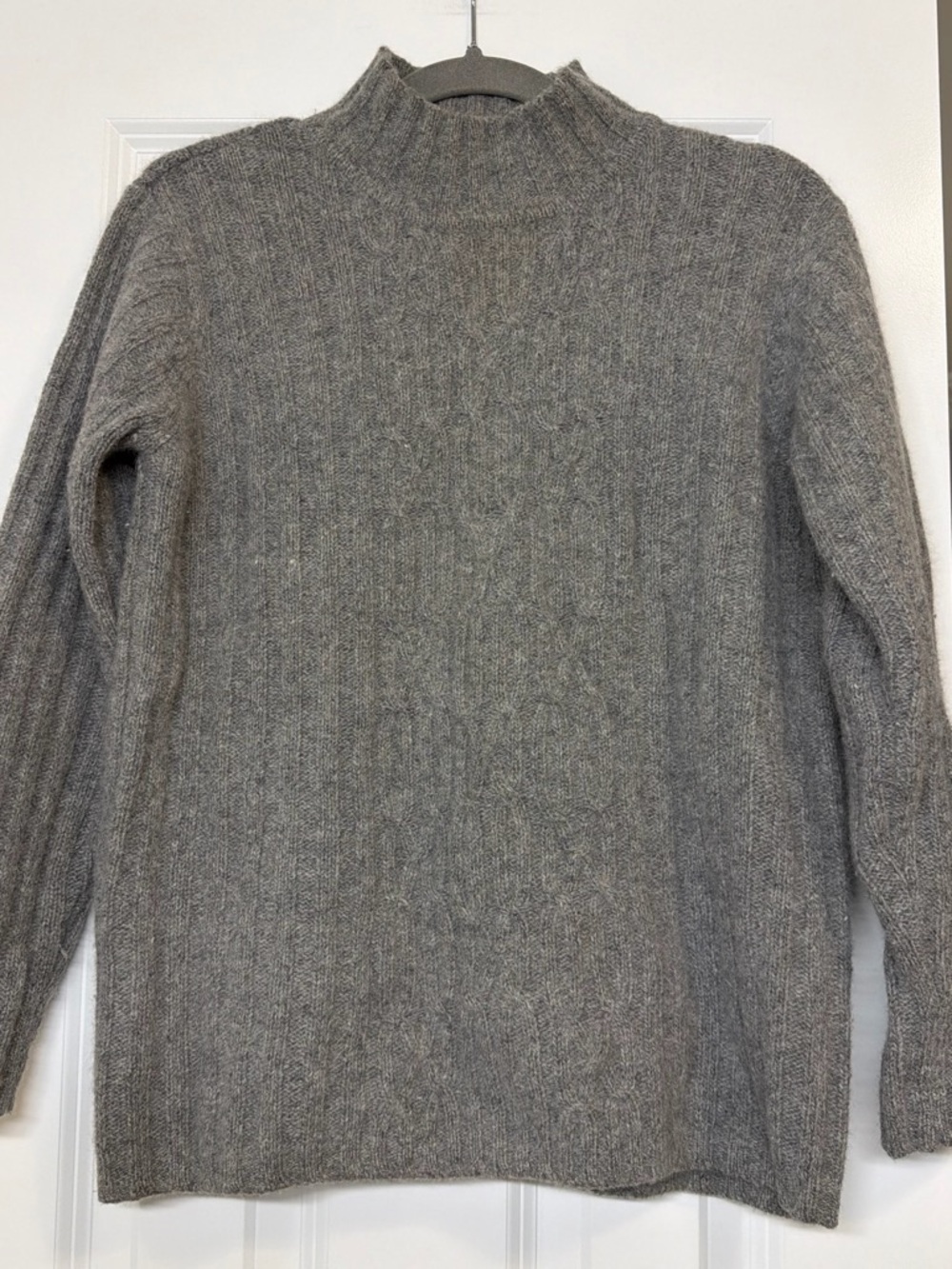 Vintage Petite Sophisticate Lambswool Angora Mock Neck Sweater Gray Petite